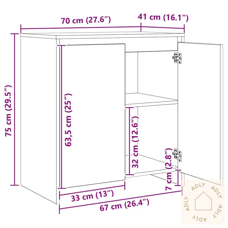 Skap Med Hylle Annet 3 Pcs Artisan Eik 70 X 41 X 75 Cm Konstruert Tre