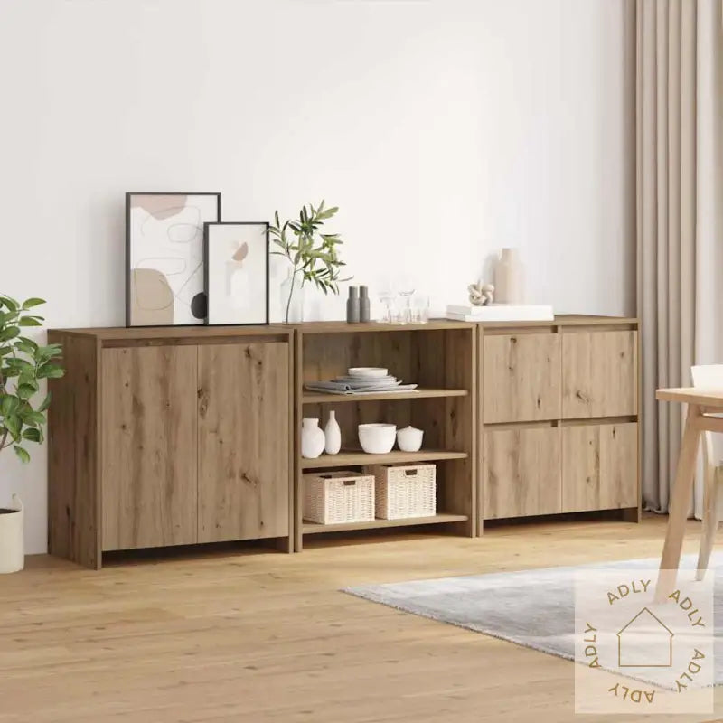 Skap Med Hylle Annet 3 Pcs Artisan Eik 70 X 41 X 75 Cm Konstruert Tre