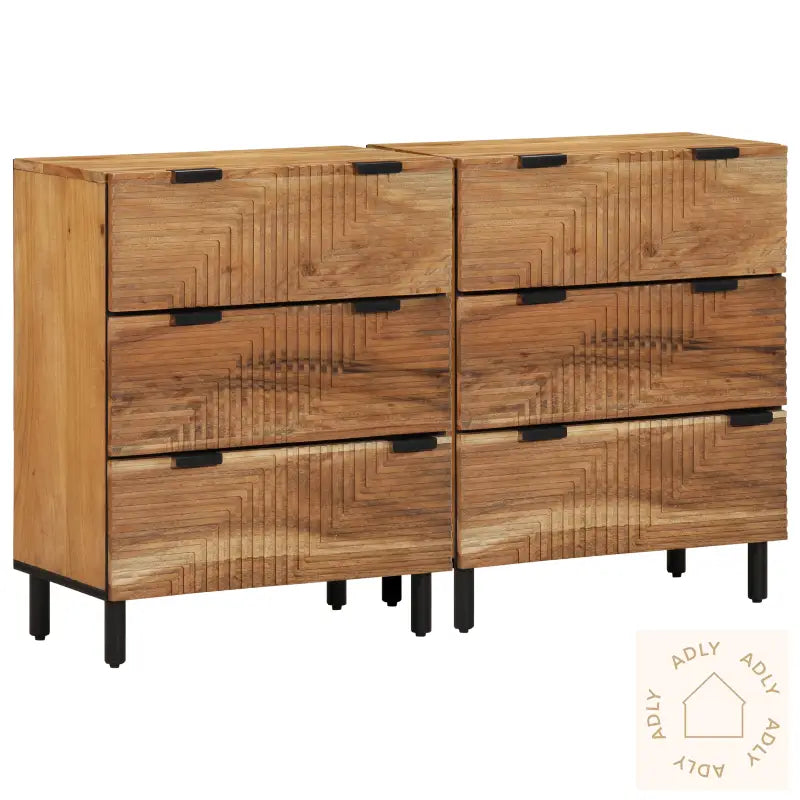 Sideboards 2 Stk Brun 60X33X75 Cm Massivt Tre Akasietre