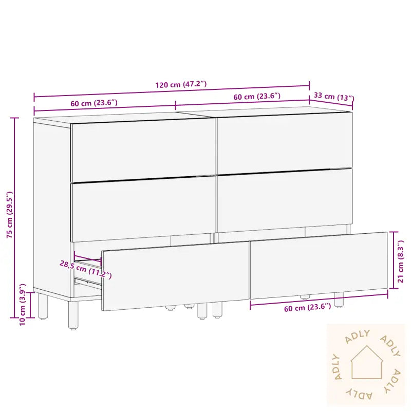 Sideboards 2 Stk Brun 60X33X75 Cm Massivt Tre Akasietre