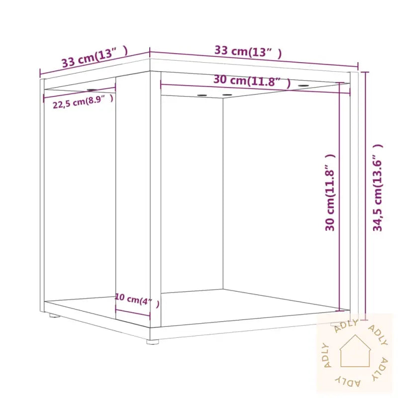 Sidebord Brun Eik 33X33X34,5 Cm Konstruert Tre