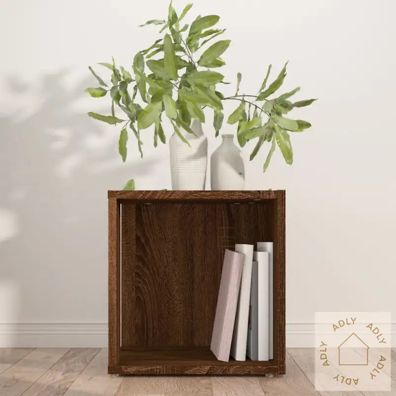 Sidebord Brun Eik 33X33X34,5 Cm Konstruert Tre