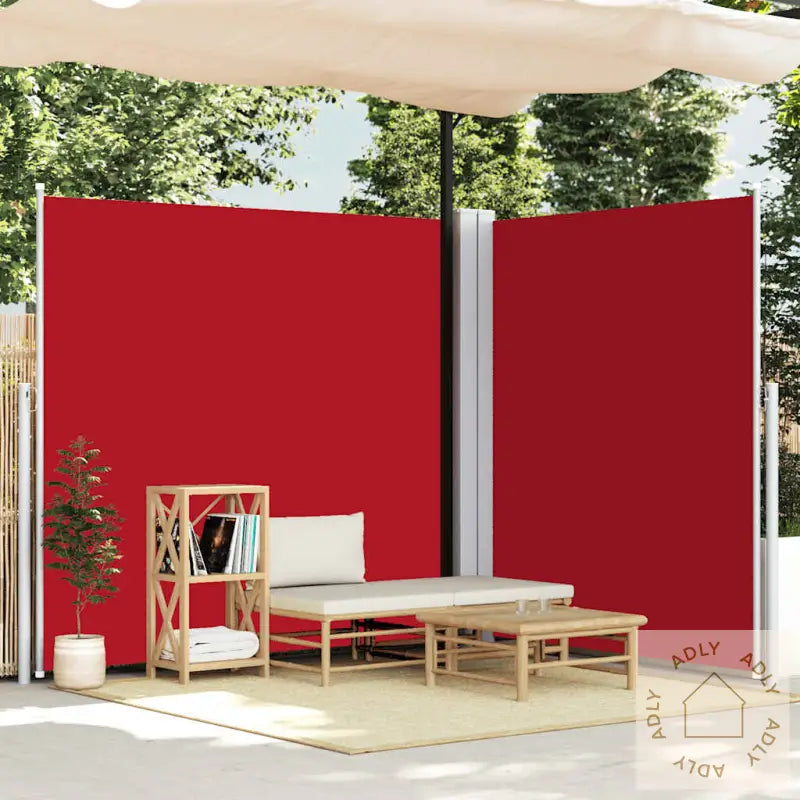 Uttrekkbar Sidemarkise 220X600 Cm Rød