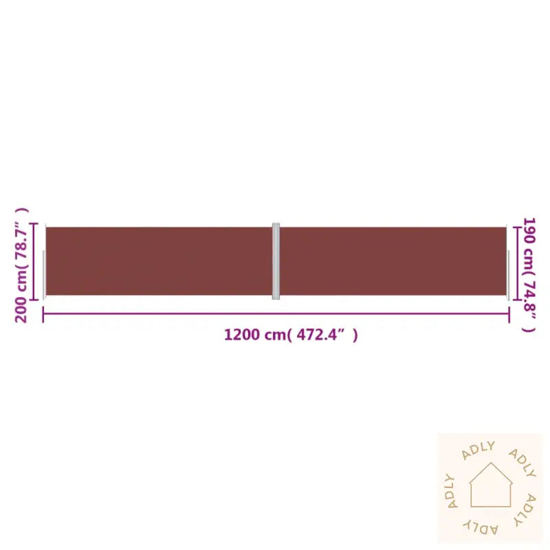 Uttrekkbar Sidemarkise 200X1200 Cm Brun