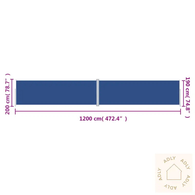 Uttrekkbar Sidemarkise 200X1200 Cm Blå