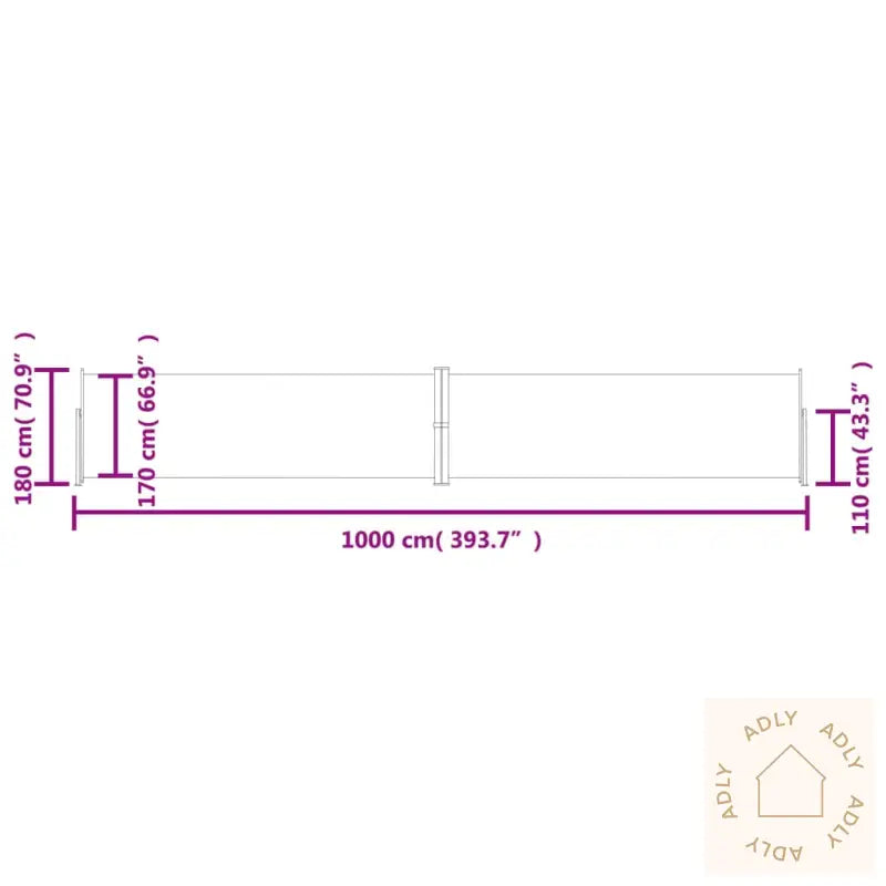 Uttrekkbar Sidemarkise 180X1000 Cm Rød