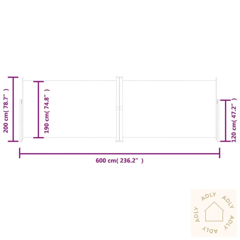 Uttrekkbar Sidemarkise 200X600 Cm Blå