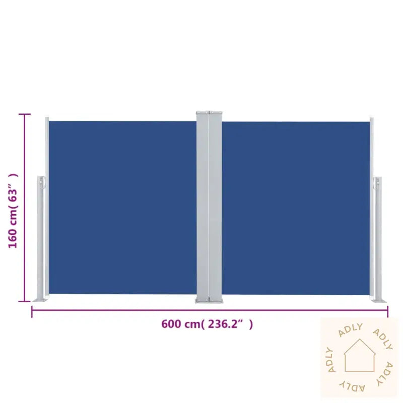 Uttrekkbar Sidemarkise Blå 160X600 Cm