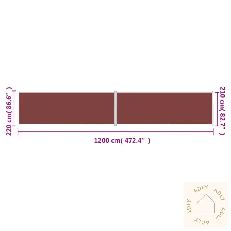 Uttrekkbar Sidemarkise 220X1200 Cm Brun
