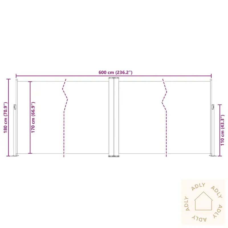 Uttrekkbar Sidemarkise 180X600 Cm Brun