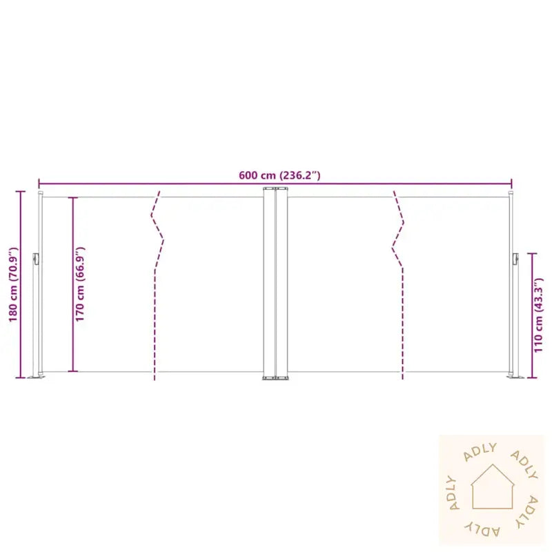 Uttrekkbar Sidemarkise 180X600 Cm Svart