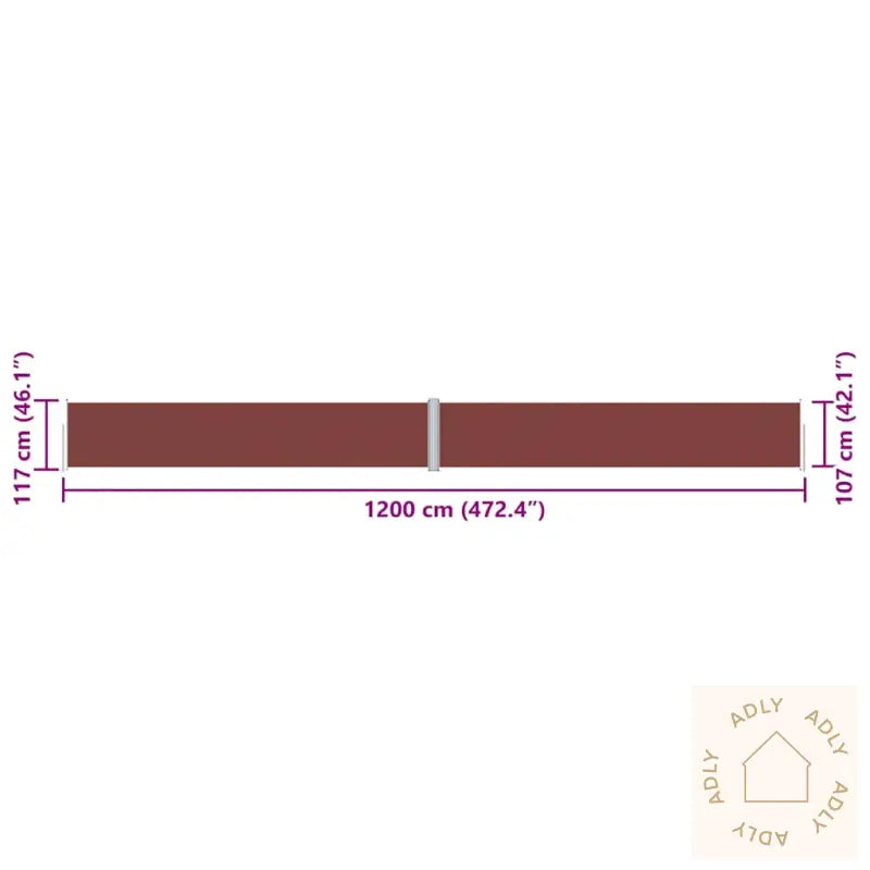 Uttrekkbar Sidemarkise Brun 117X1200 Cm