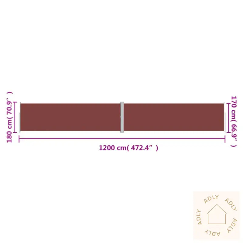 Uttrekkbar Sidemarkise 180X1200 Cm Brun