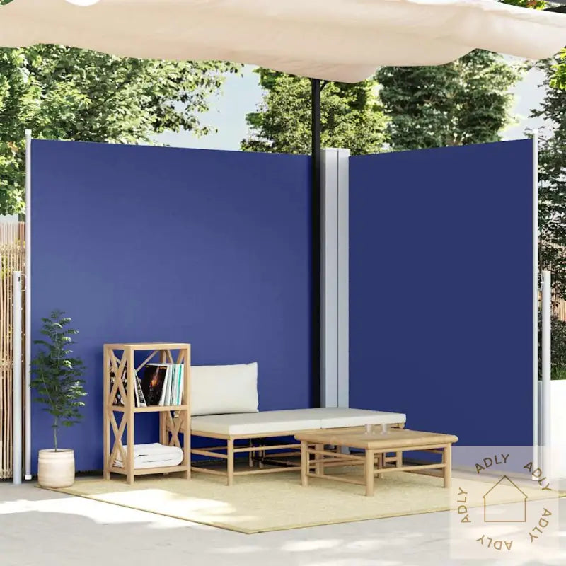 Uttrekkbar Sidemarkise 220X600 Cm Blå