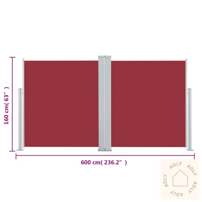 Uttrekkbar Sidemarkise Rød 160X600 Cm