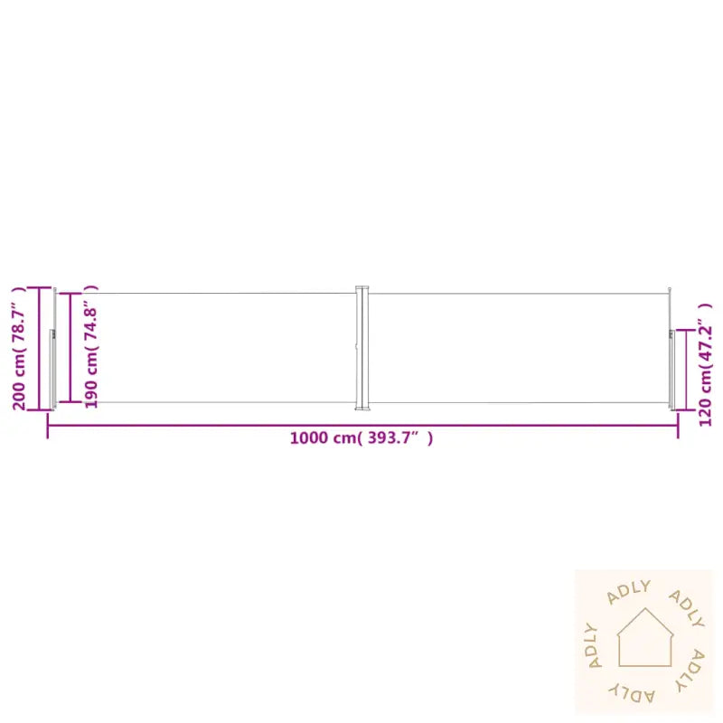 Uttrekkbar Sidemarkise 200X1000 Cm Blå