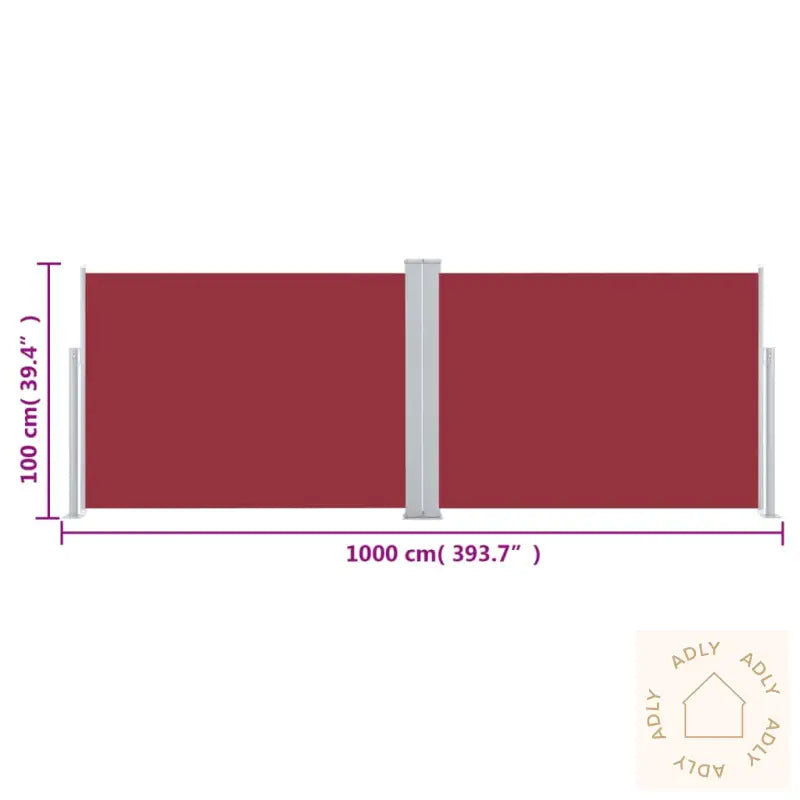 Uttrekkbar Sidemarkise 100X1000 Cm Rød