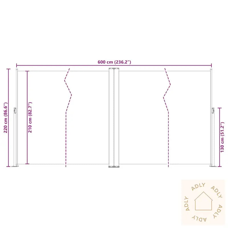 Uttrekkbar Sidemarkise 200X600 Cm Brun
