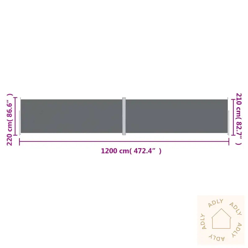 Uttrekkbar Sidemarkise 220X1200 Cm Antrasitt