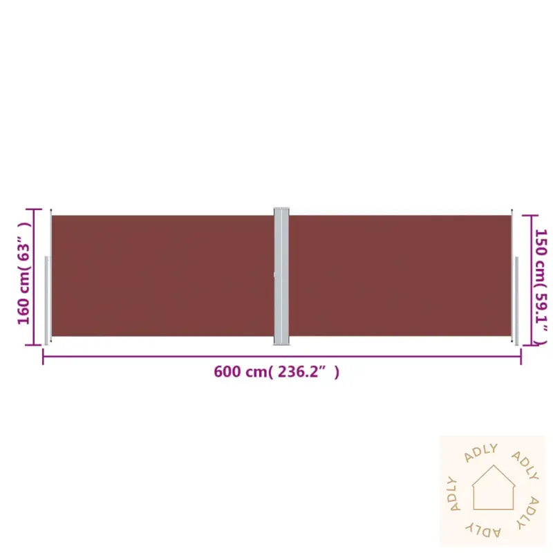 Uttrekkbar Sidemarkise Brun 160X600 Cm