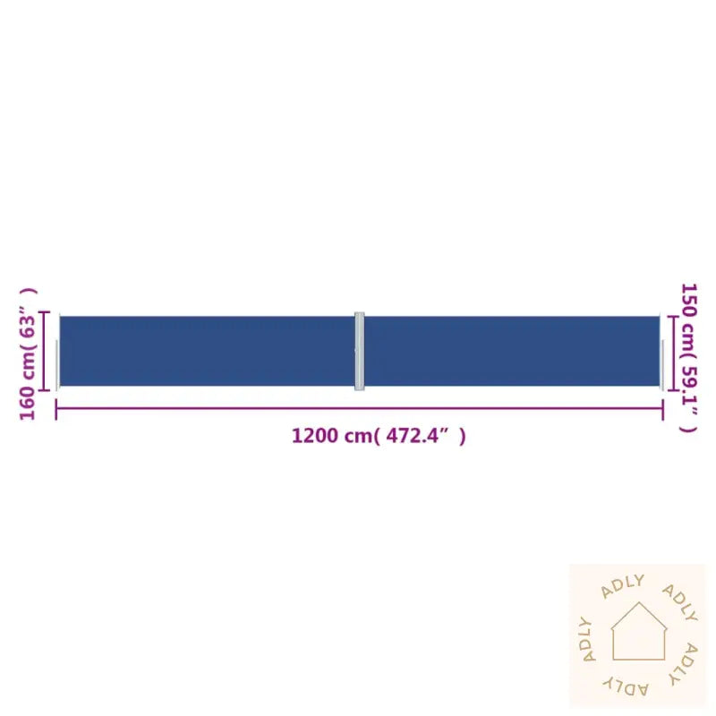 Uttrekkbar Sidemarkise 160X1200 Cm Blå