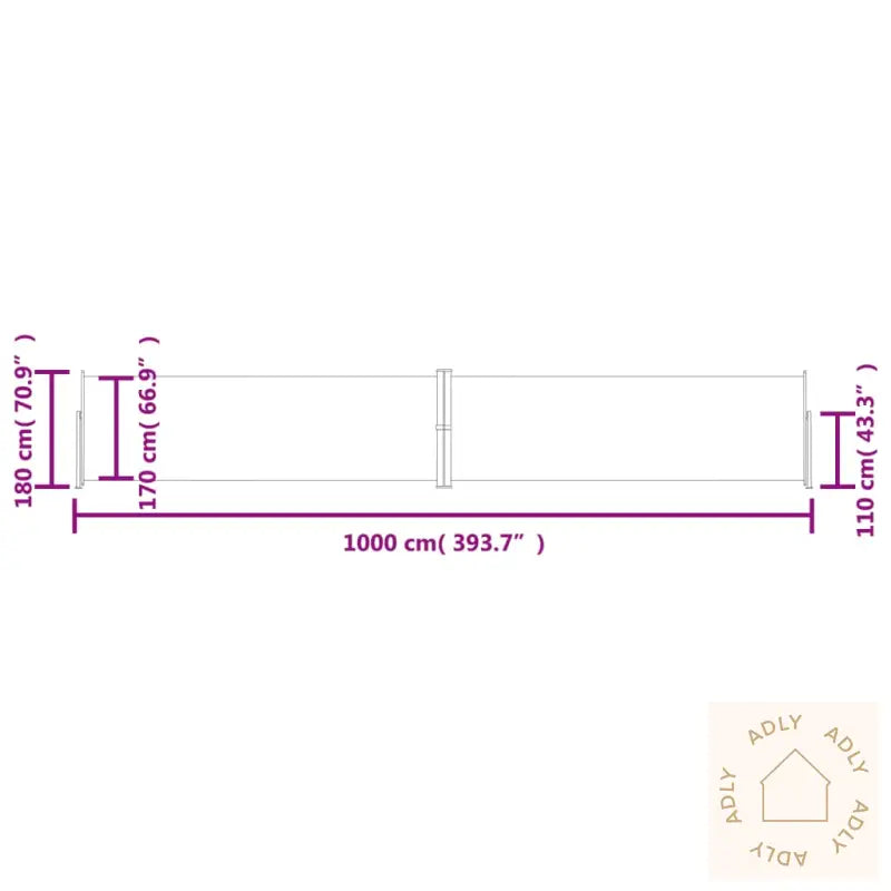 Uttrekkbar Sidemarkise 180X1000 Cm Svart