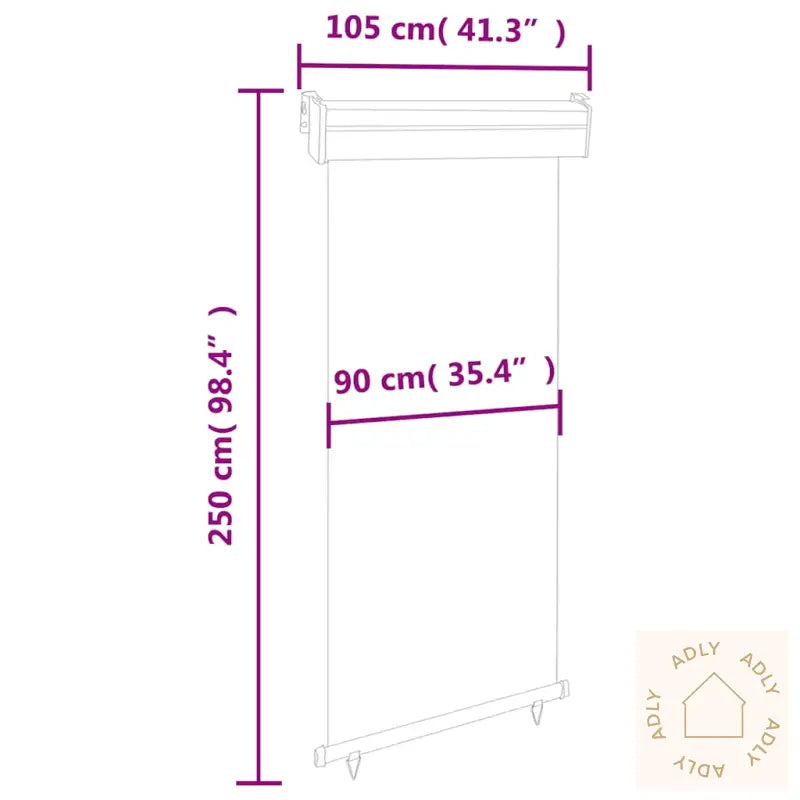 Sidemarkise For Balkong 100X250 Cm Svart