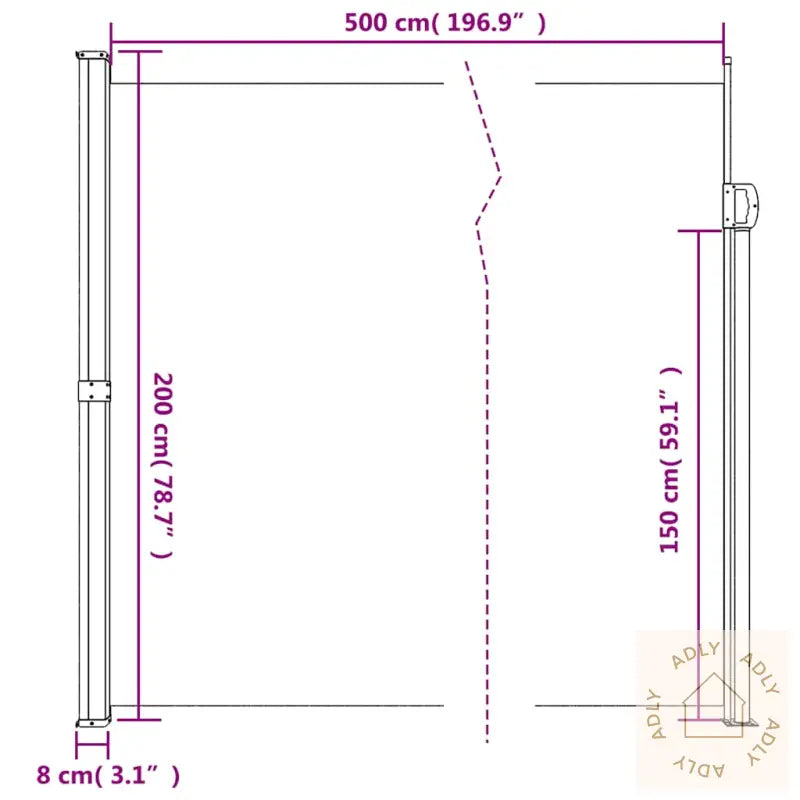 Uttrekkbar Sidemarkise Mørkegrønn 200X500 Cm