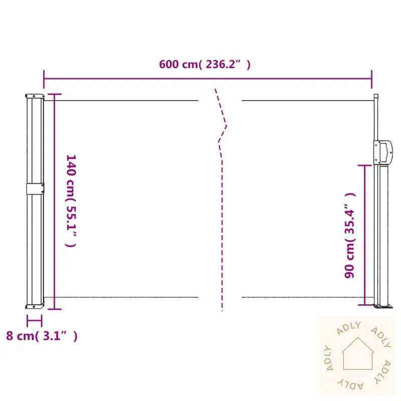 Uttrekkbar Sidemarkise 140X600 Cm Kremhvit