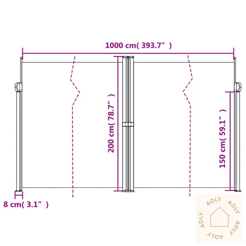Uttrekkbar Sidemarkise 200X1000 Cm Blå
