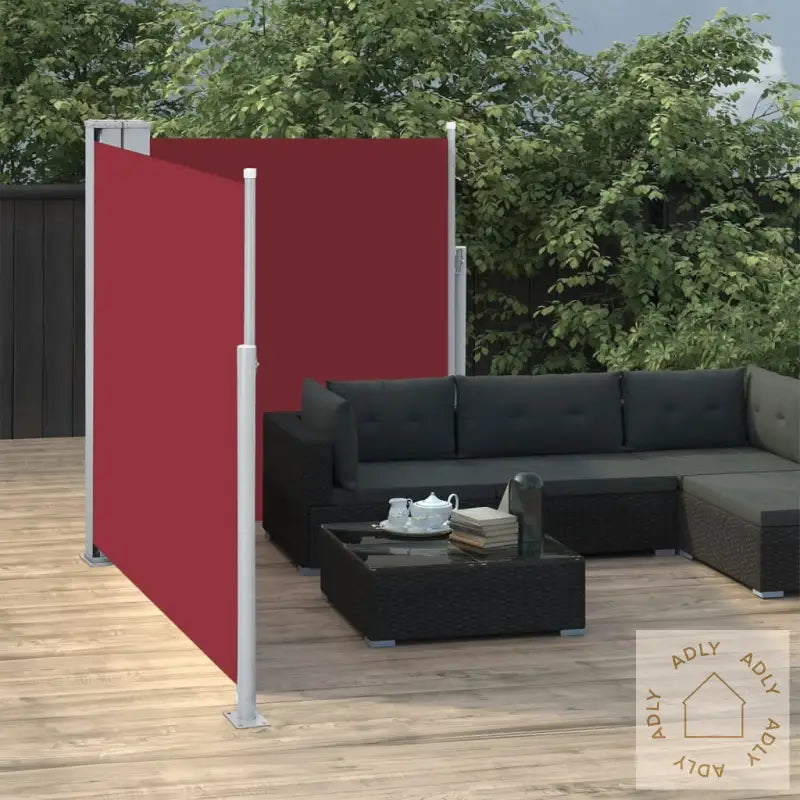 Uttrekkbar Sidemarkise 170X600 Cm Rød
