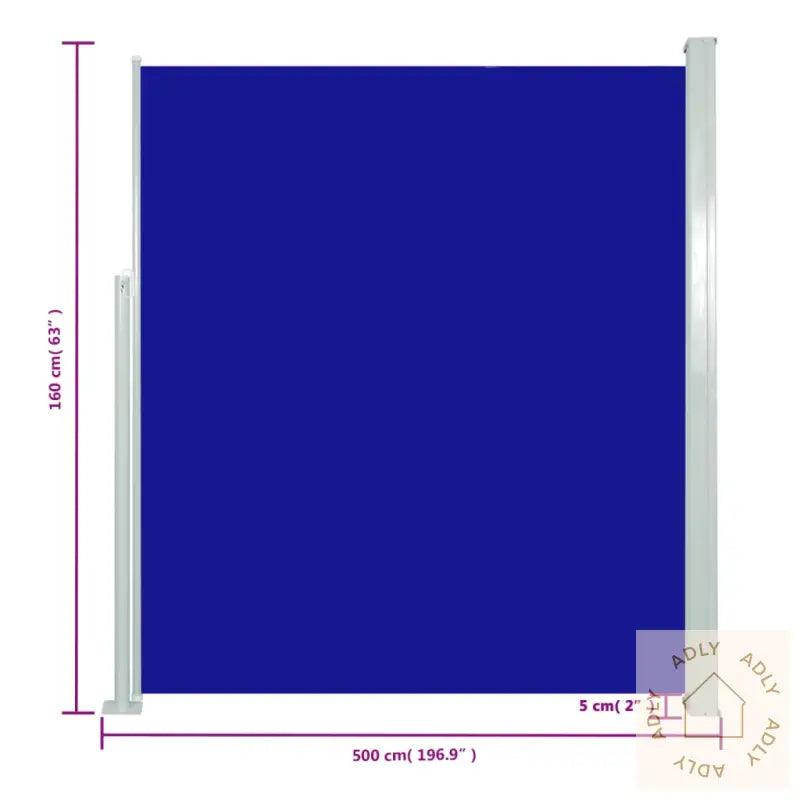 Uttrekkbar Sidemarkise 160 X 500 Cm Blå
