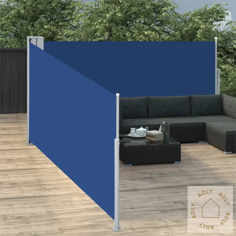 Uttrekkbar Sidemarkise 100X1000 Cm Blå