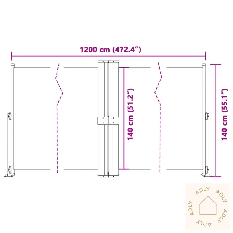 Uttrekkbar Sidemarkise Brun 140X1200 Cm
