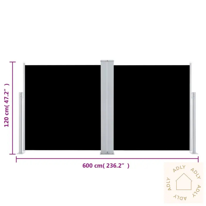 Uttrekkbar Sidemarkise 120X600 Cm Svart