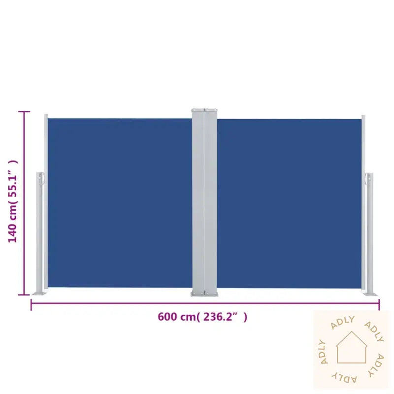 Uttrekkbar Sidemarkise 140X600 Cm Blå