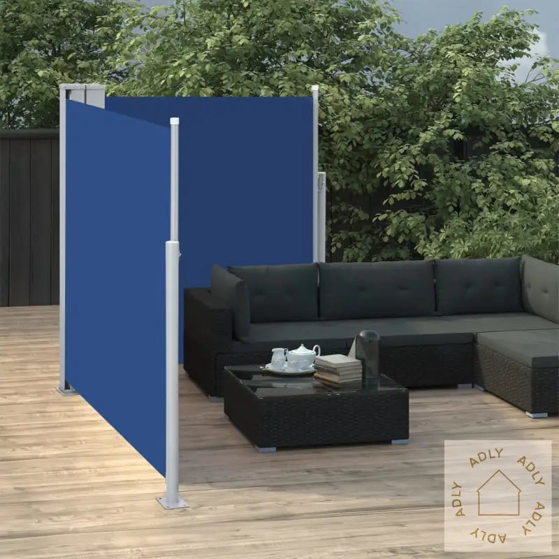 Uttrekkbar Sidemarkise 140X600 Cm Blå