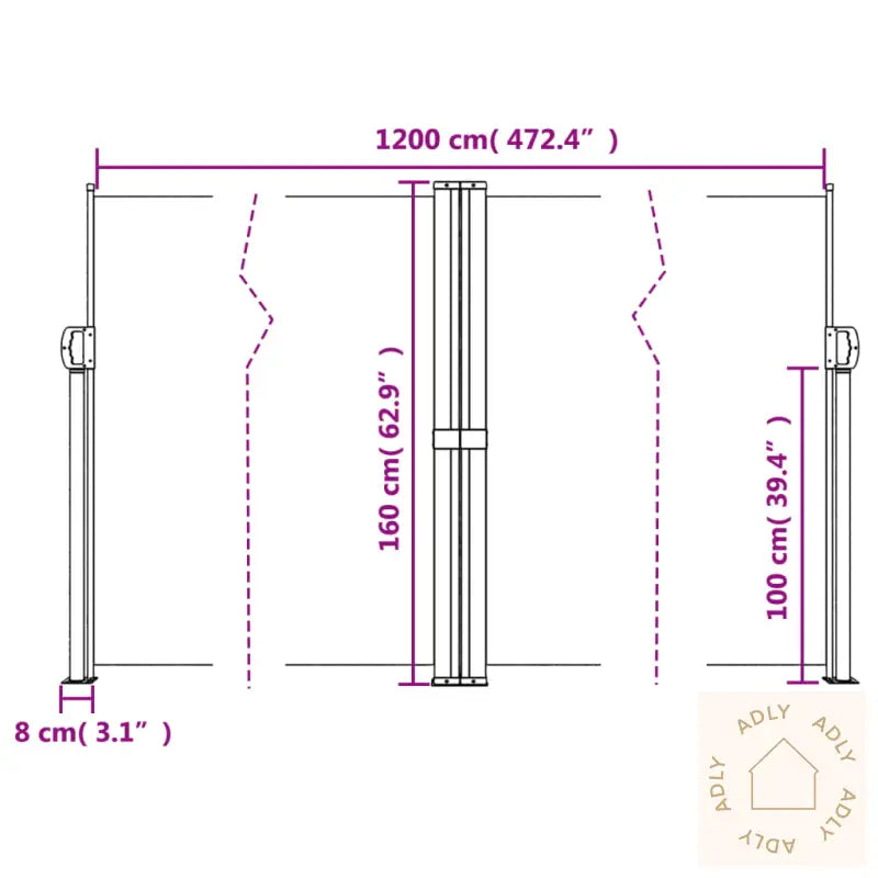 Uttrekkbar Sidemarkise 160X1200 Cm Rød