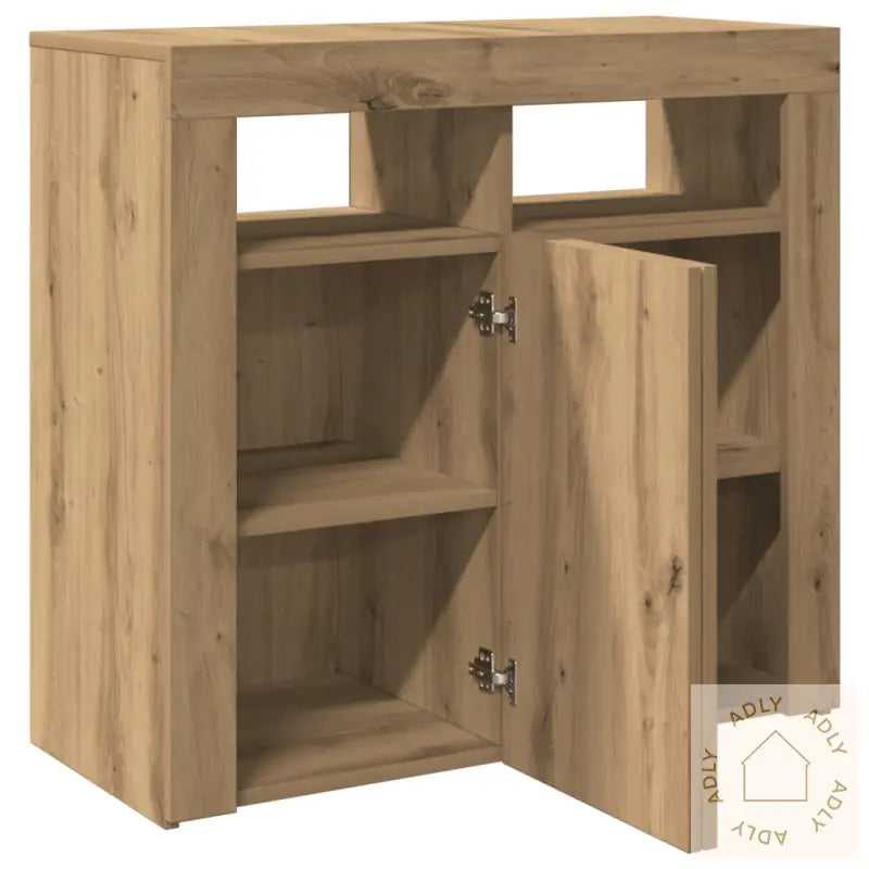 Skjenk Med Led-Lys Artisan Eik 80X35X75 Cm Konstruert Tre