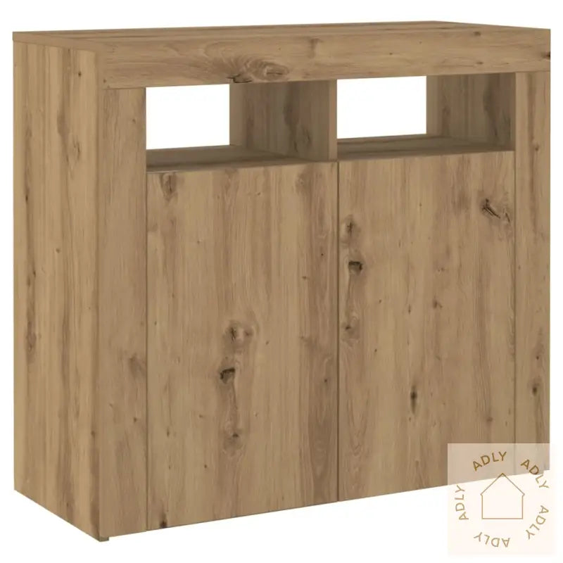Skjenk Med Led-Lys Artisan Eik 80X35X75 Cm Konstruert Tre
