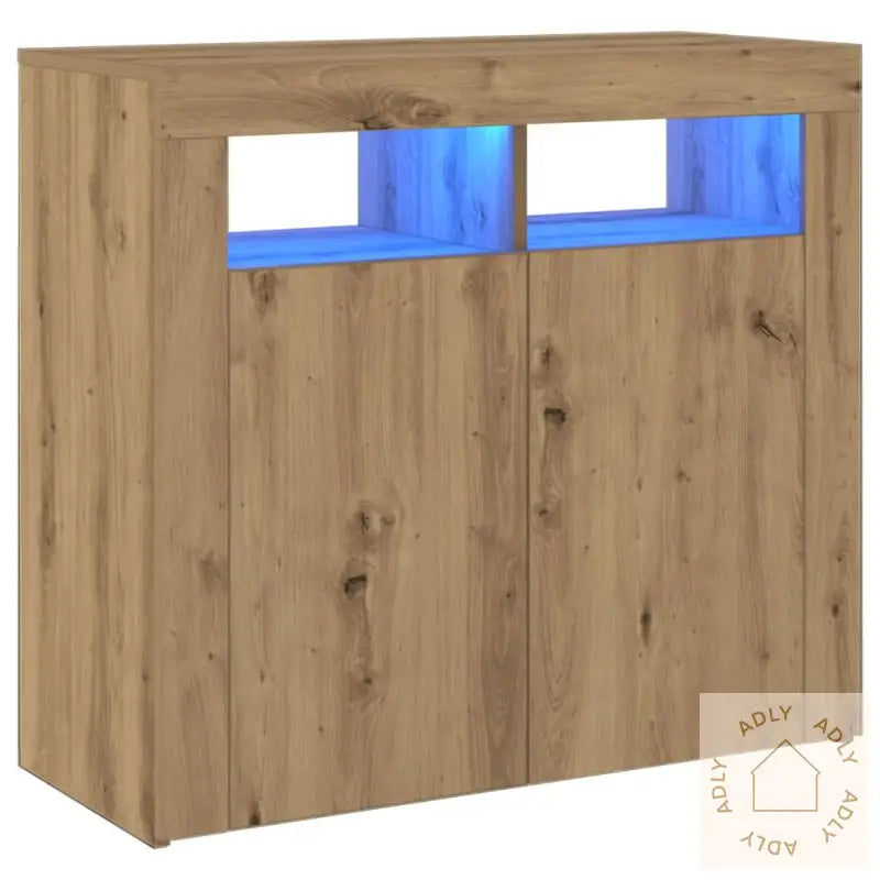 Skjenk Med Led-Lys Artisan Eik 80X35X75 Cm Konstruert Tre
