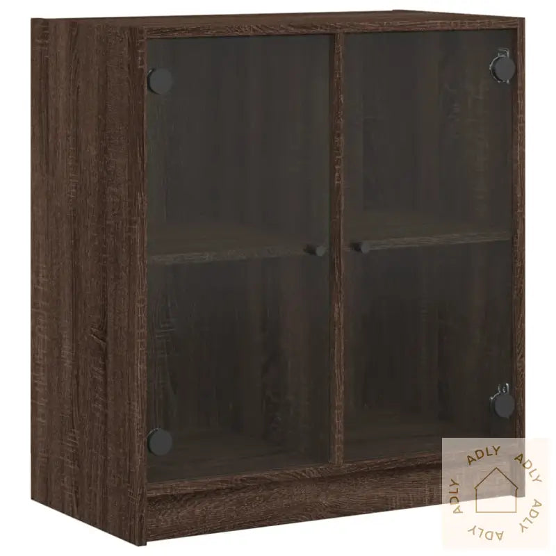 Sideskap Med Glassdører Brun Eik 68X37X75,5 Cm