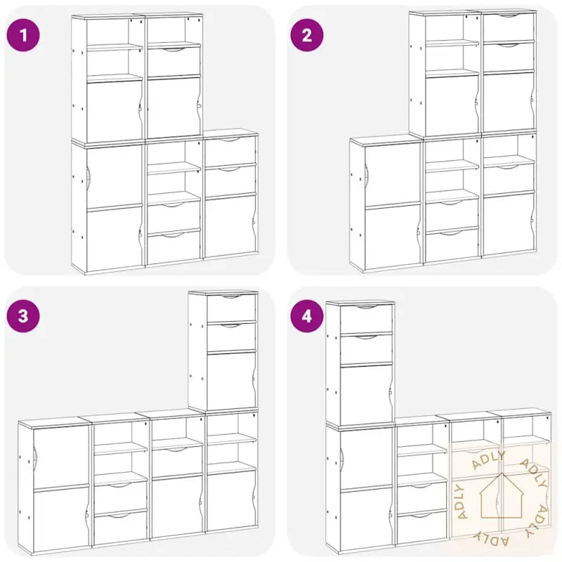 Sideskap 5 Stk Odda Hvit 40X24X79 Cm Heltre Furu