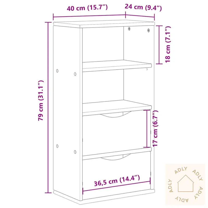 Sideskap Med Skuffer Odda 40X24X79 Cm Heltre Furu