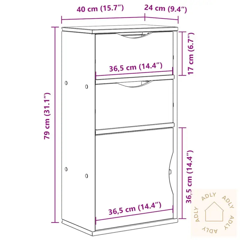 Sideskap Med Skuffer Odda 40X24X79 Cm Heltre Furu