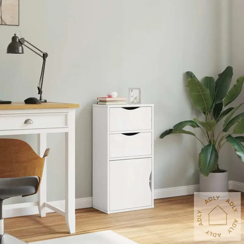 Sideskap Med Skuffer Odda Hvit 40X24X79 Cm Heltre Furu