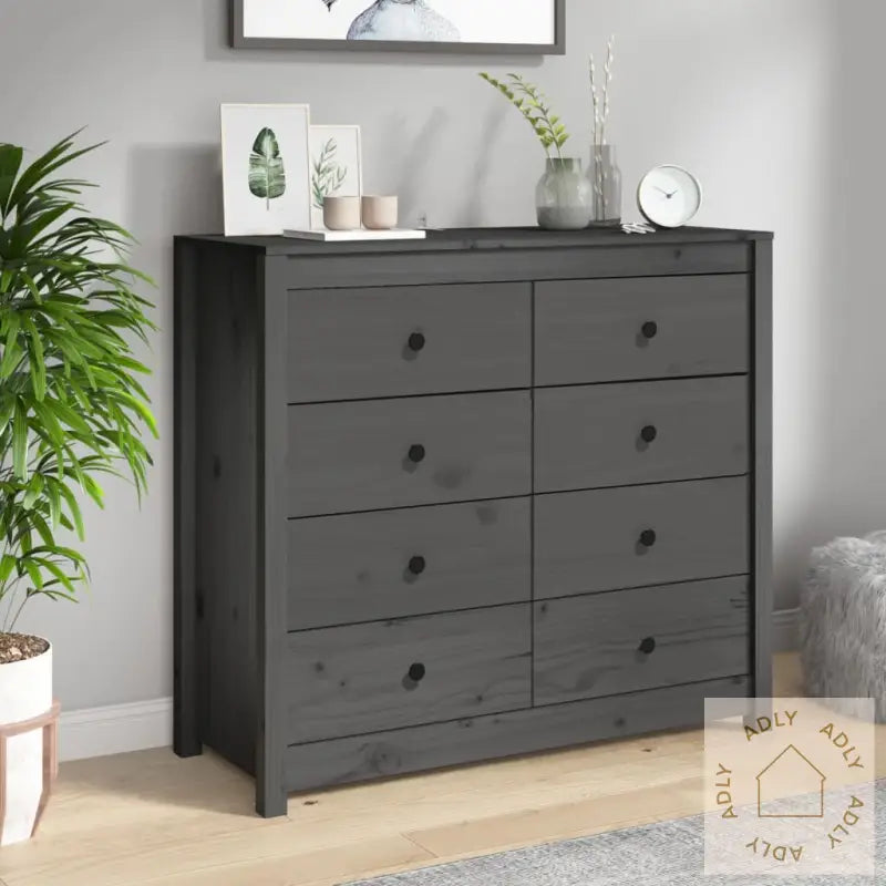 Sideskap Grå 100X40X90 Cm Heltre Furu