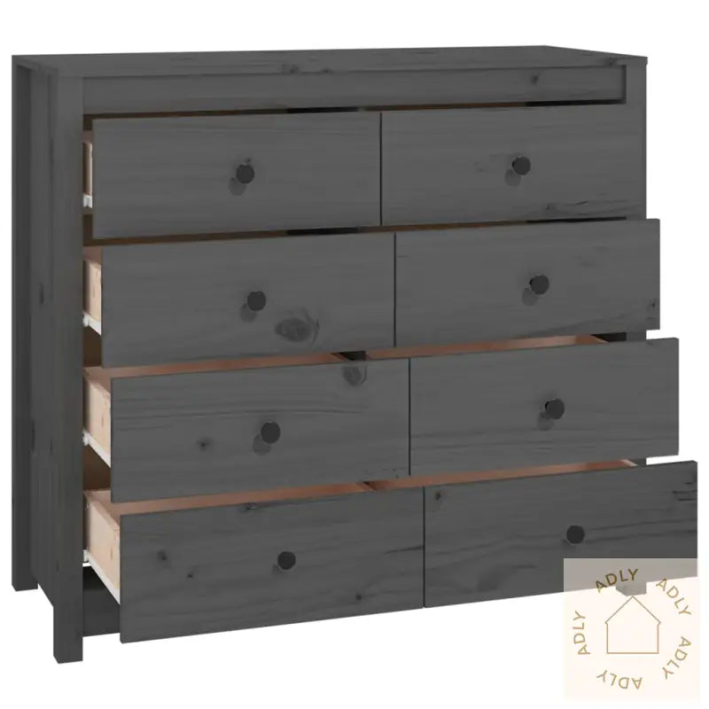 Sideskap Grå 100X40X90 Cm Heltre Furu