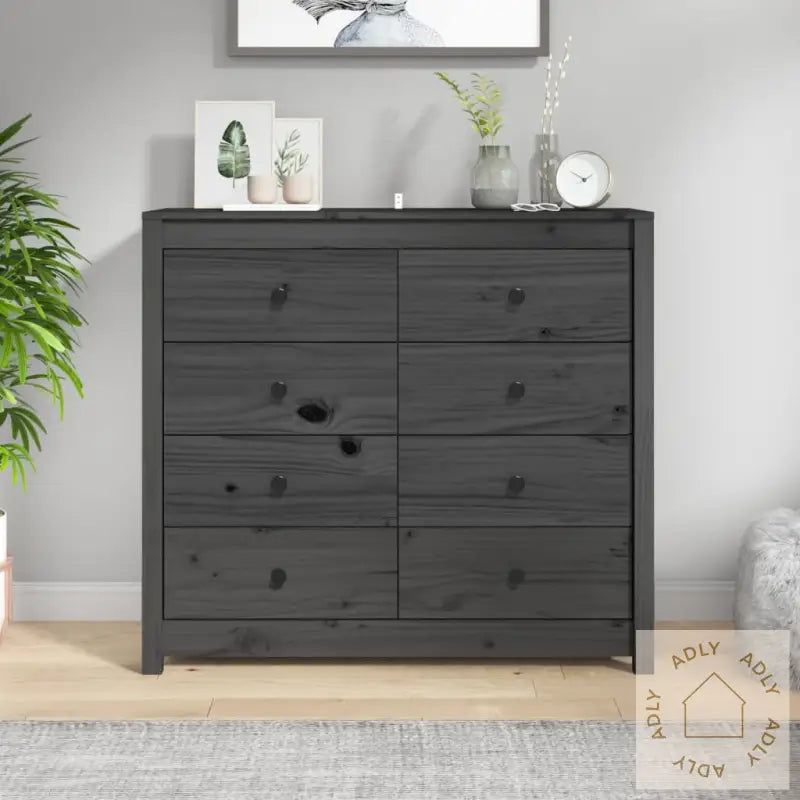 Sideskap Grå 100X40X90 Cm Heltre Furu