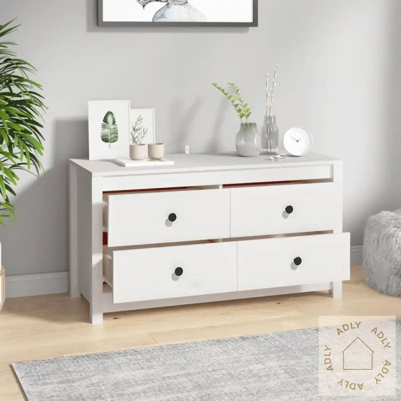 Sideskap Hvit 100X40X54 Cm Heltre Furu